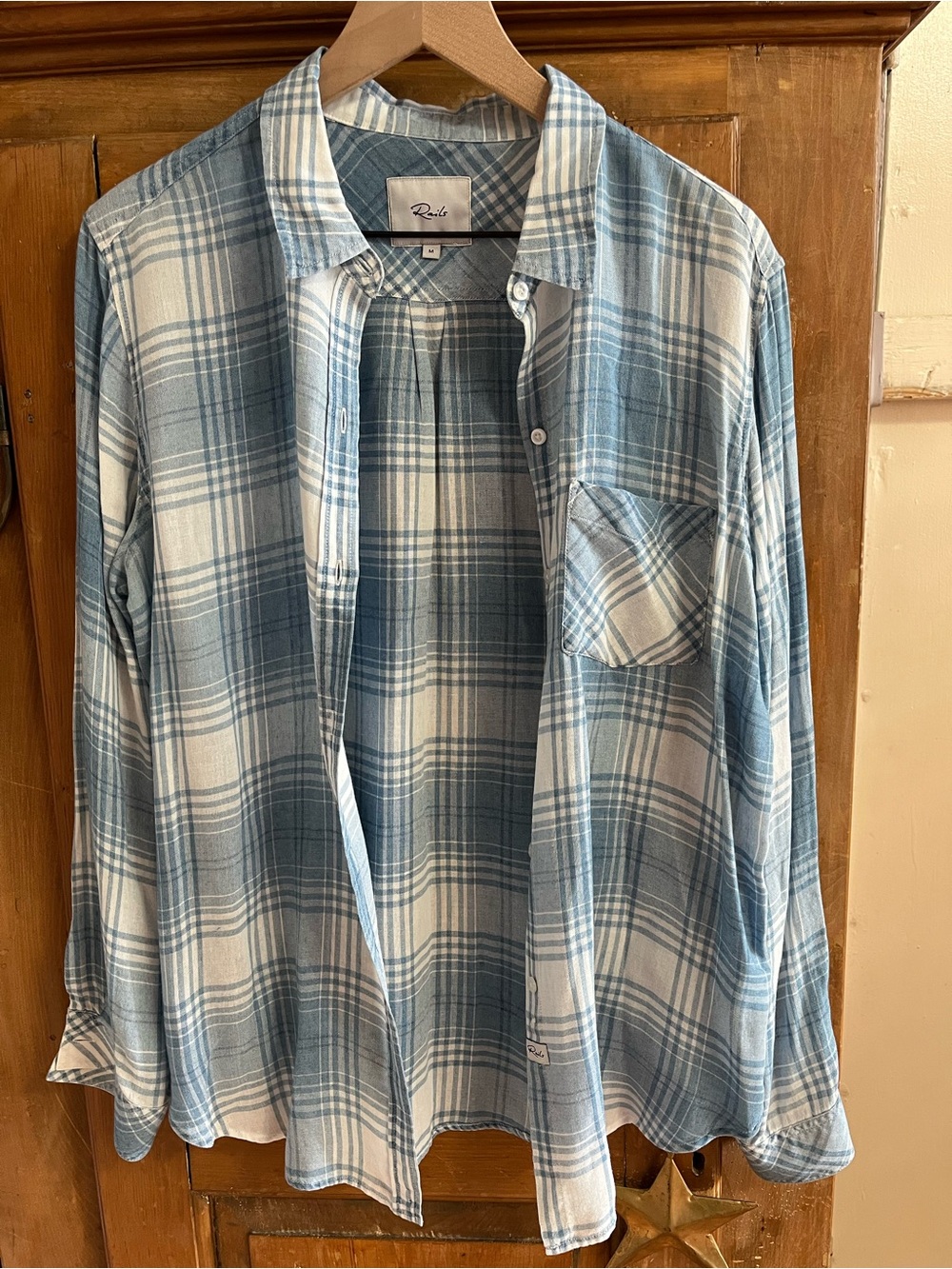 Rails Blue and White Plaid Button-Down Shirt